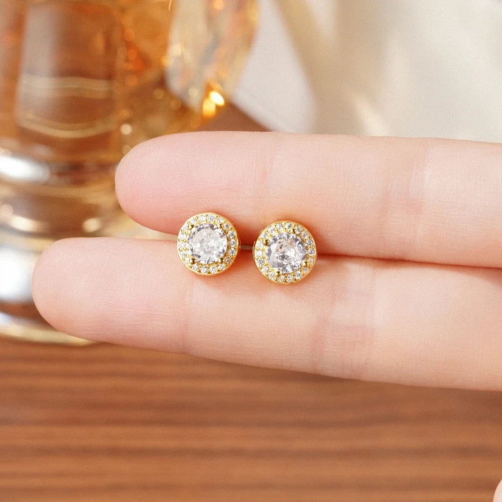 Huitan 925 Sterling Silver Shining White Cubic Zirconia Stud Earrings Luxury High Quality Jewelry Women Wedding Eternity Jewelry Streetsharks