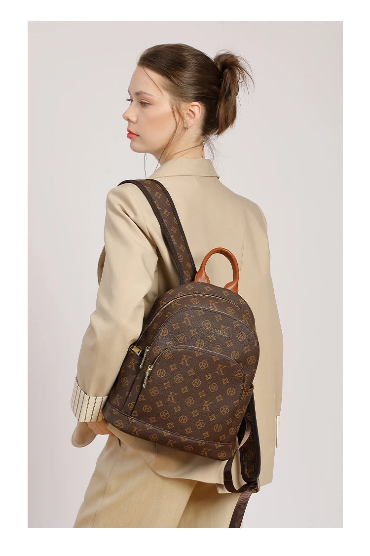 Mkf Genuine Vintage Retro Casual Backpack for Women, Original Design Niche Women's Bag, Large Capacity Travel Trendy Bag luxecrown.co.uk