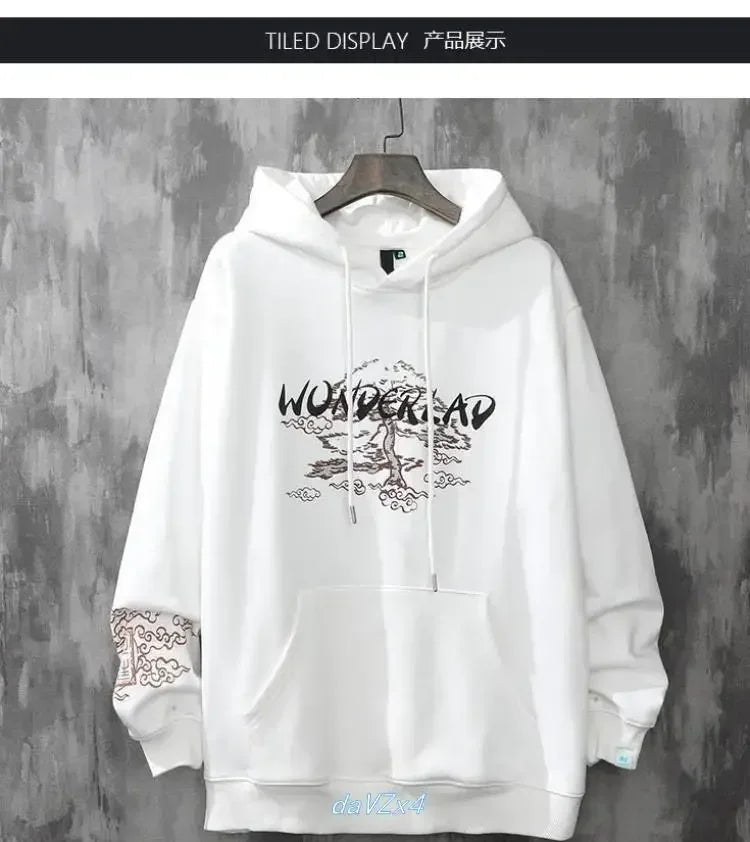 2024 Spring and Autumn Chinese Couple Hoodie Harajuku Style Men's Sweatshirt Loose Hoodie Fashion Y2k Hip Hop Student Hoodie Men Streetsharks