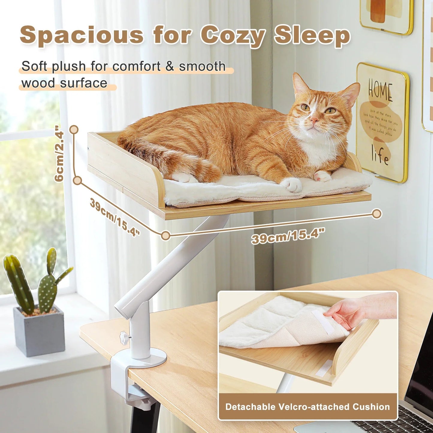 Cat Desk Bed, 360° Rotatable Cat Bed Stand for Indoor Cats, Adjustable Cat Basket, Cats Hammock for Table, Soft Cat Bed for Desk luxecrown.co.uk