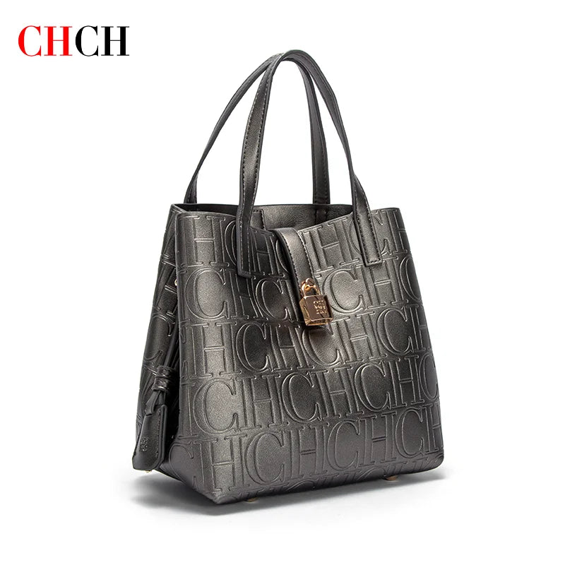 CHCH Women's Tote Bag New Steel Embossed Handheld Bun Mother Shopping Bag Streetsharks