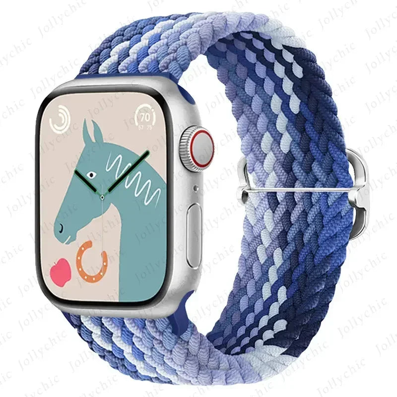 Braided Loop Strap For Apple Watch Band 42/46mm 45/41mm 38/40mm 44mm 49mm Nylon Solo Bracelet iWatch series 10 9 se 8 7 6 Ultra2 luxecrown.co.uk
