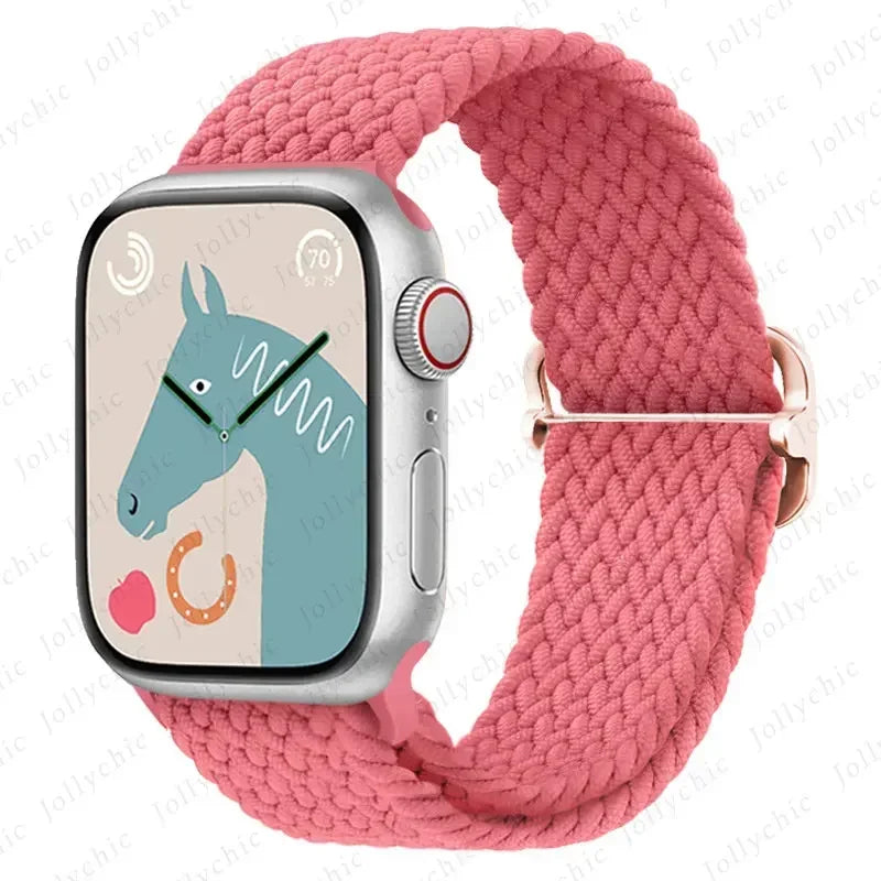 Braided Loop Strap For Apple Watch Band 42/46mm 45/41mm 38/40mm 44mm 49mm Nylon Solo Bracelet iWatch series 10 9 se 8 7 6 Ultra2 luxecrown.co.uk