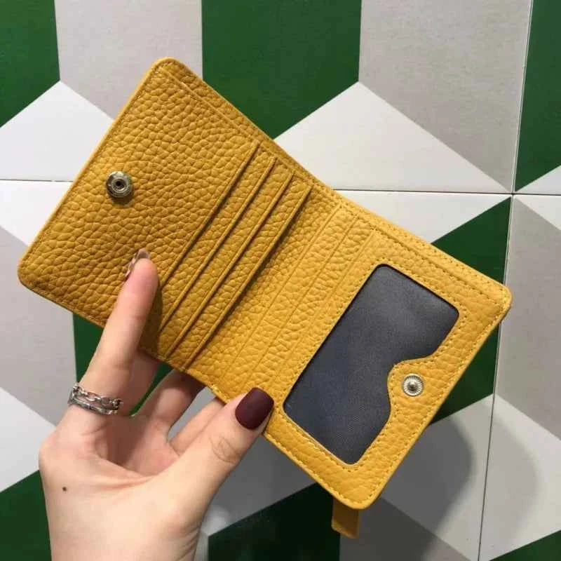 Cowhide Women's Purses Short Thin Small Wallet Chic Christmas Deer Button Ladies Genuine Leather Card Holder Wallet Coin Purse luxecrown.co.uk