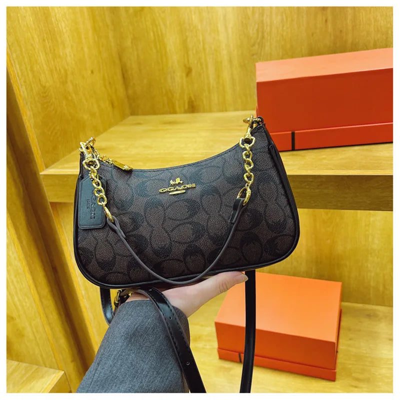 Women's Chain Bags Pvc Geometric Print Handbag Shoulder Crossbody Bag Women's Underarm Bag Suitable For Daily Outfit Matching luxecrown.co.uk