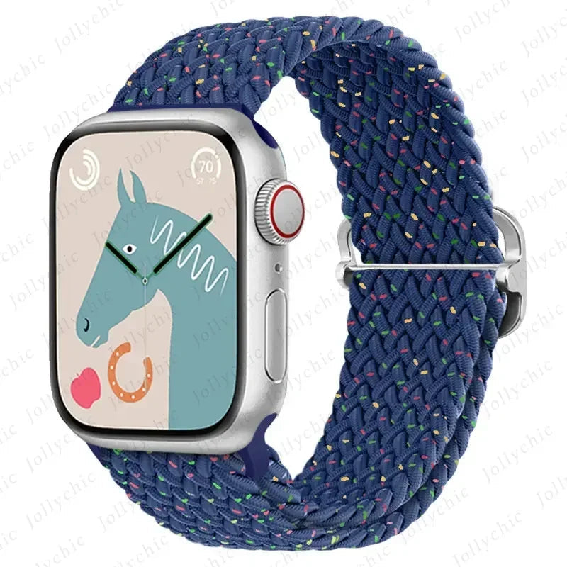 Braided Loop Strap For Apple Watch Band 42/46mm 45/41mm 38/40mm 44mm 49mm Nylon Solo Bracelet iWatch series 10 9 se 8 7 6 Ultra2 luxecrown.co.uk