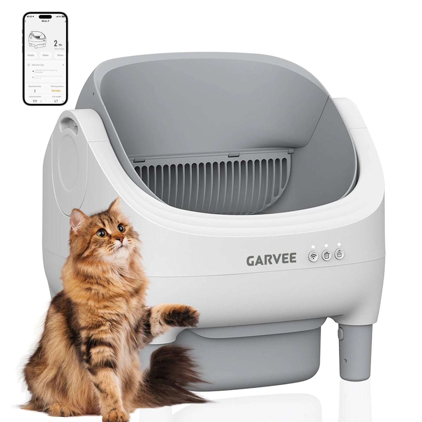 Self Cleaning Automatic Cat Litter Box, APP Control,Odor-Free,Open-Top w/Large Waste Bin for Multiple Cats Includes Trash Bags luxecrown.co.uk