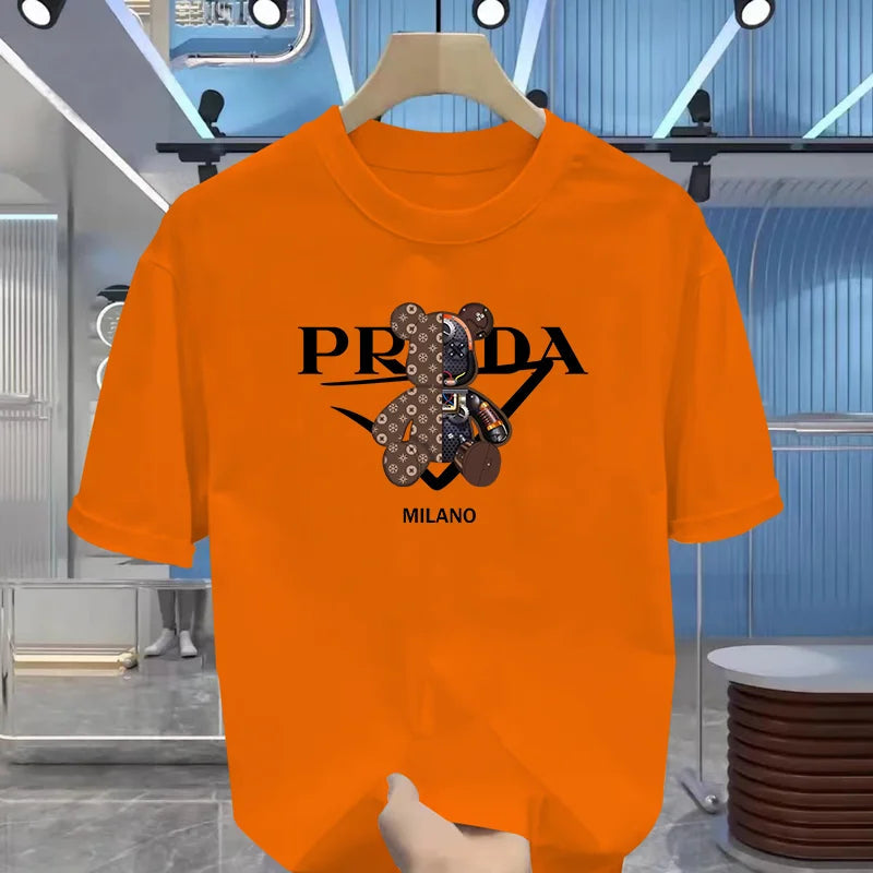 Men's luxurious printed summer high-quality T-shirt 100% pure cotton, relaxed and loose fit, stylish and unique, round neckline luxecrown.co.uk