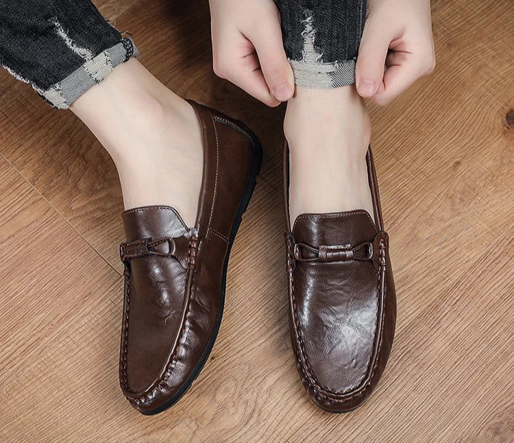 Summer men's loafers soft soled men's leather shoes comfortable driving shoes luxecrown.co.uk