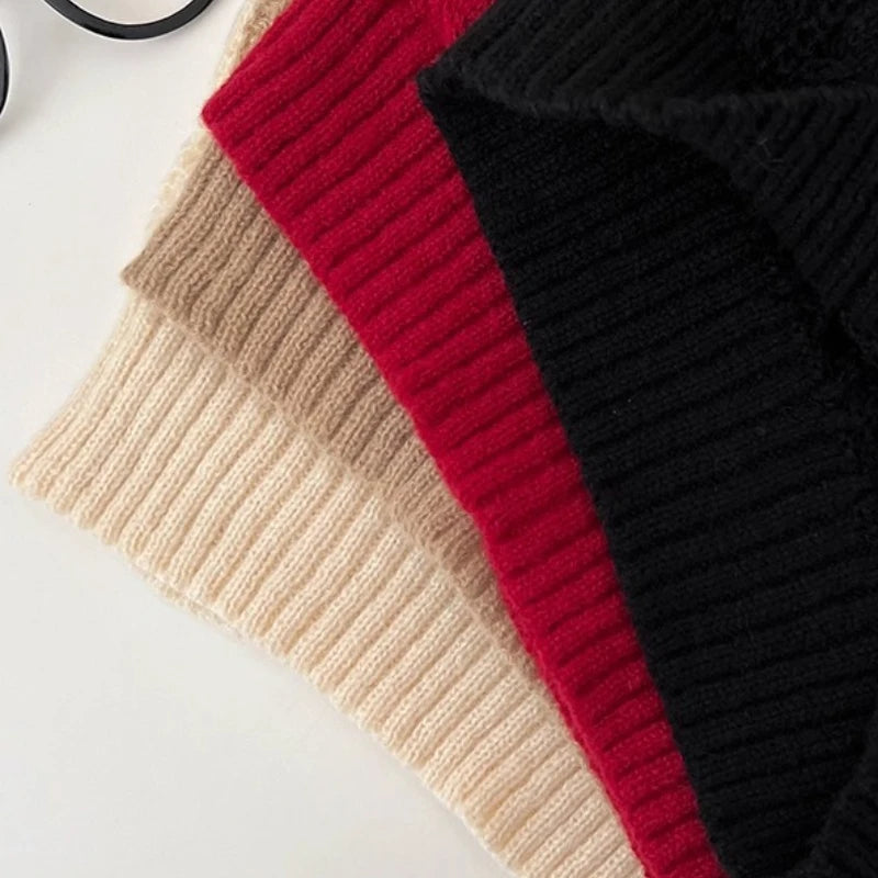 Autumn Striped Sweater Women Knitwears Solid Loose V Neck  Knit Pullover Warm Long Sleeves Tops Khaki Knitted Jumpers Women