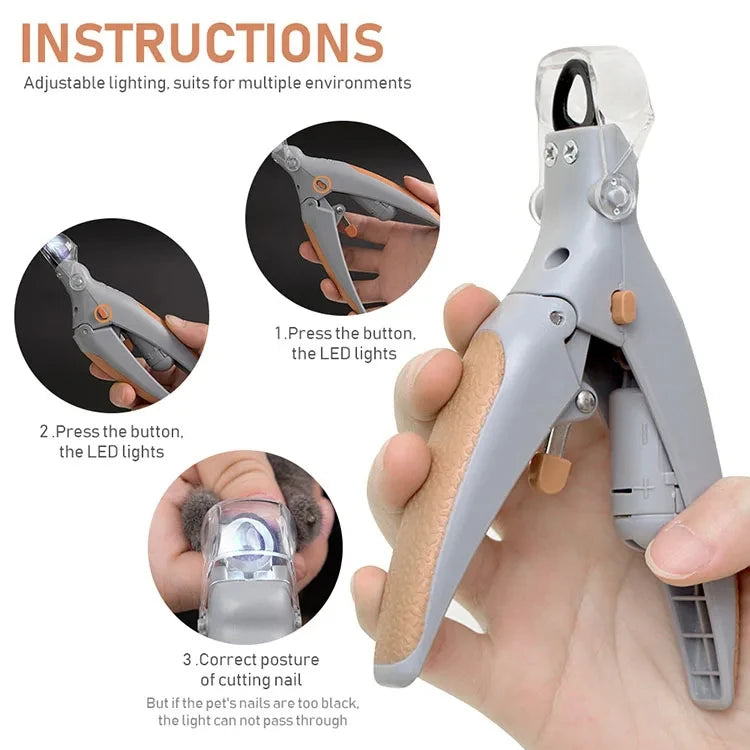 Professional Pet Nail Clipper Scissors With LED Light Cat Dog Nail Clipper Tool Scissors Nail Toeclaw Cutter Scissors Pet Supply luxecrown.co.uk