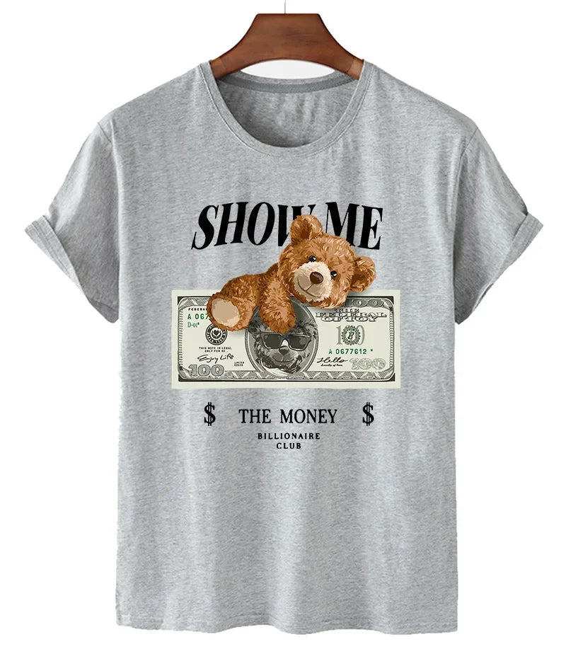 Funny Bear Print Tshirt Women Fashion Cartoon Harajuku Casual T-shirt Female Summer Short Sleeved Top Tees Unisex T Shirt luxecrown.co.uk