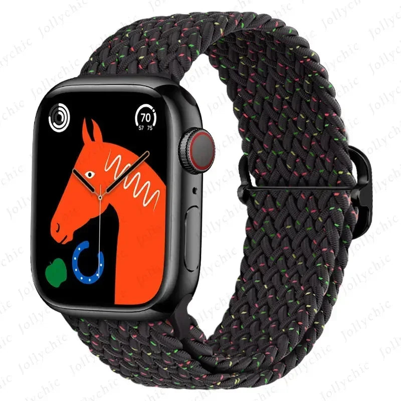 Braided Loop Strap For Apple Watch Band 42/46mm 45/41mm 38/40mm 44mm 49mm Nylon Solo Bracelet iWatch series 10 9 se 8 7 6 Ultra2 luxecrown.co.uk