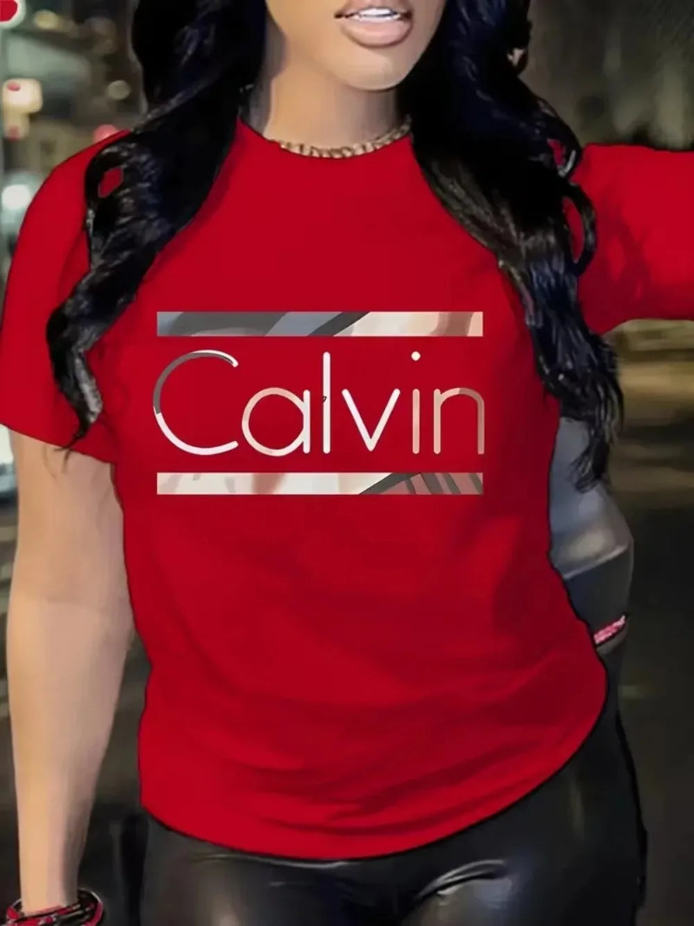 Hot Sale Women's Summer Fashion Casual Calvin Letter Pattern Print Loose Round Neck Short Sleeve Sportswear T-shirt y2k clothes luxecrown.co.uk