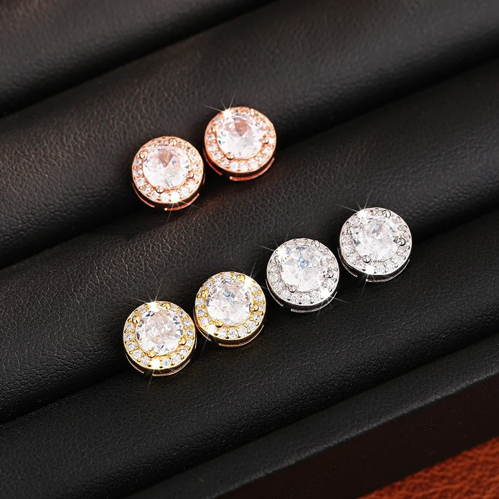 Huitan 925 Sterling Silver Shining White Cubic Zirconia Stud Earrings Luxury High Quality Jewelry Women Wedding Eternity Jewelry Streetsharks