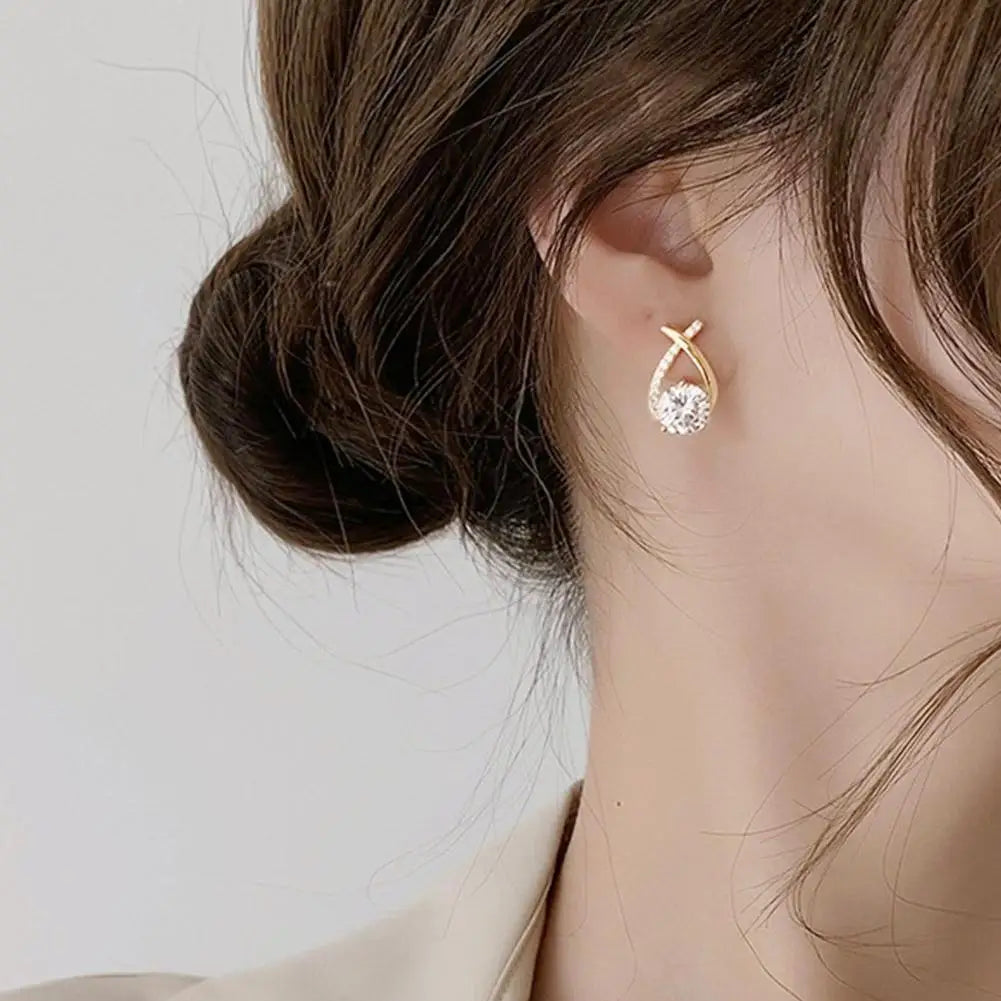 Fashion Cross Stud Earrings For Women Girls Korean Style Elegant Crystal Jewelry Ear Rings Fishtail Lady Earrings Gifts Streetsharks