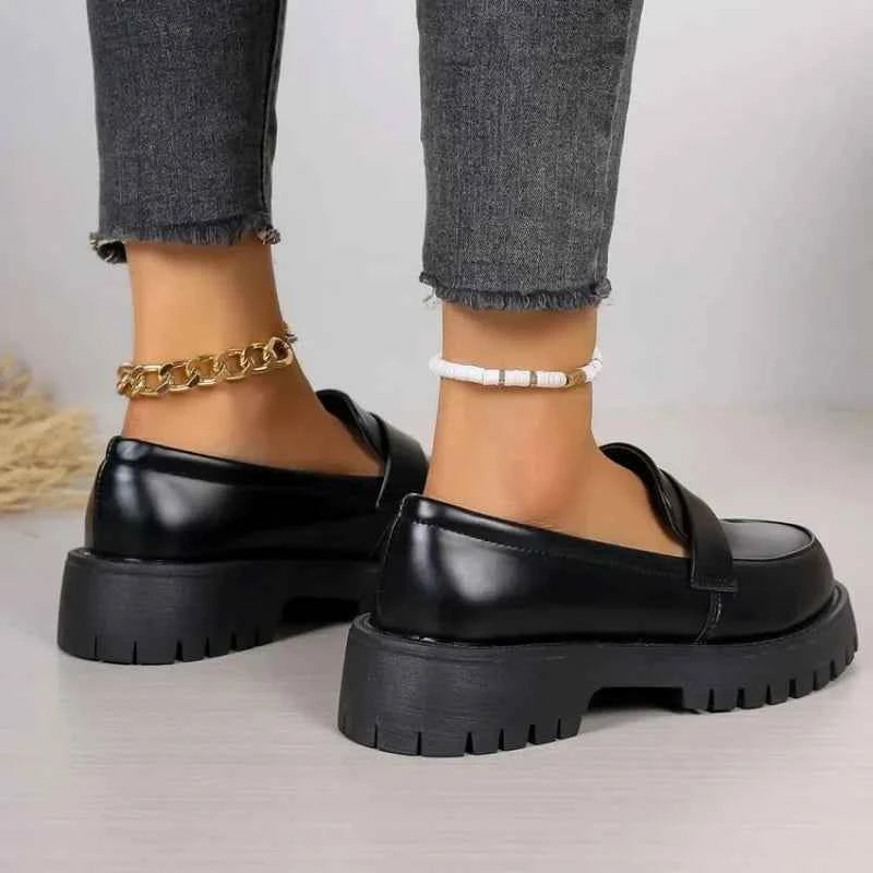 British Style Platform Loafers Women 2026 Plus Size Round Toe Single Shoes Woman Thick Bottom Pu Leather Shoes Mujer luxecrown.co.uk