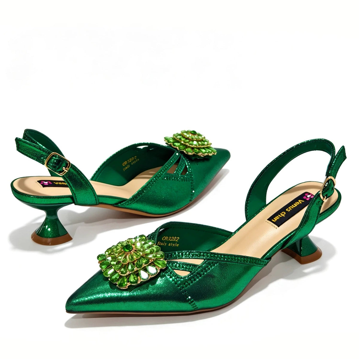 2026 Italian Peach Gold Rhinestone HAND CRAFTED UPPER Pointed Toe Women High Heels Shoes and Bag Set Elegant Party Shoes luxecrown.co.uk