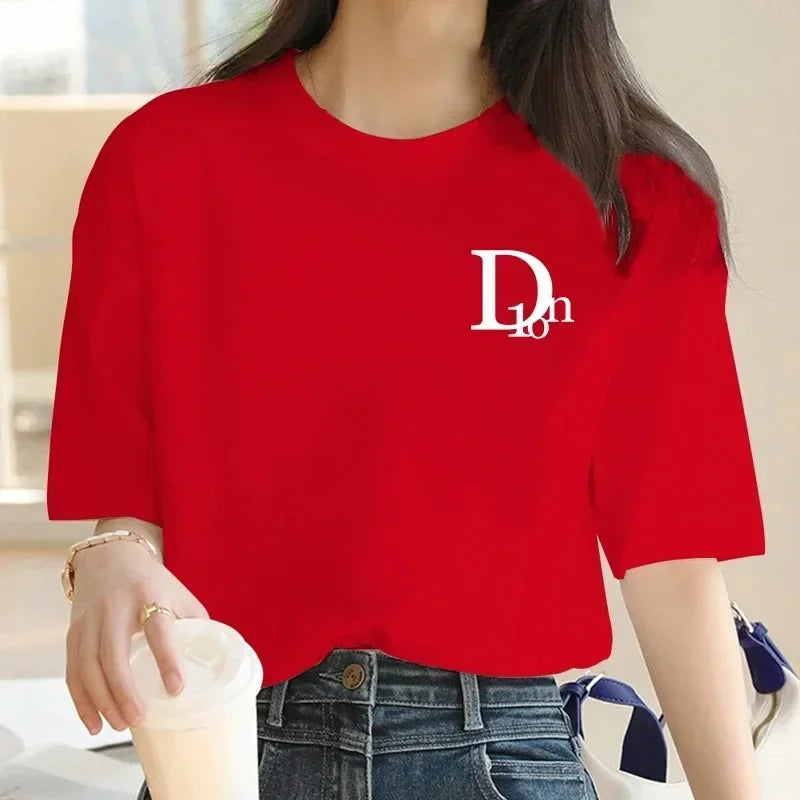 New Letter Summer  T Shirt Oversized Short Sleeved Top Tee Luxury Brand Printed T-shirts for Women's Fashion Clothing Streetsharks