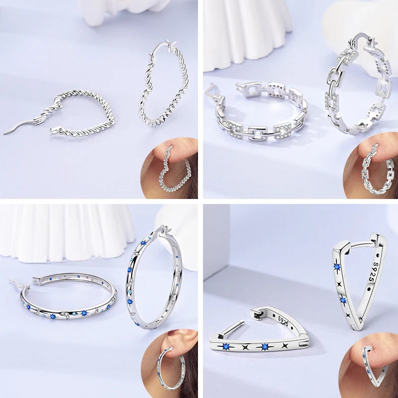 2025 Original 925 Sterling Silver Hoop Earring Zirconia Irregularity Stud Earring For Women Engagement Birthday Jewelry Gift Streetsharks