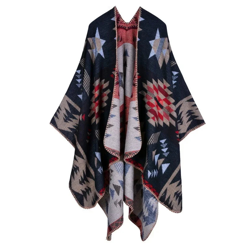 Winter Fashion Poncho Women Capes Scarf Imitation Cashmere Ladies Scarves Warm Shawls Wraps Woman Ponchos Bufanda Mujer Foulard luxecrown.co.uk