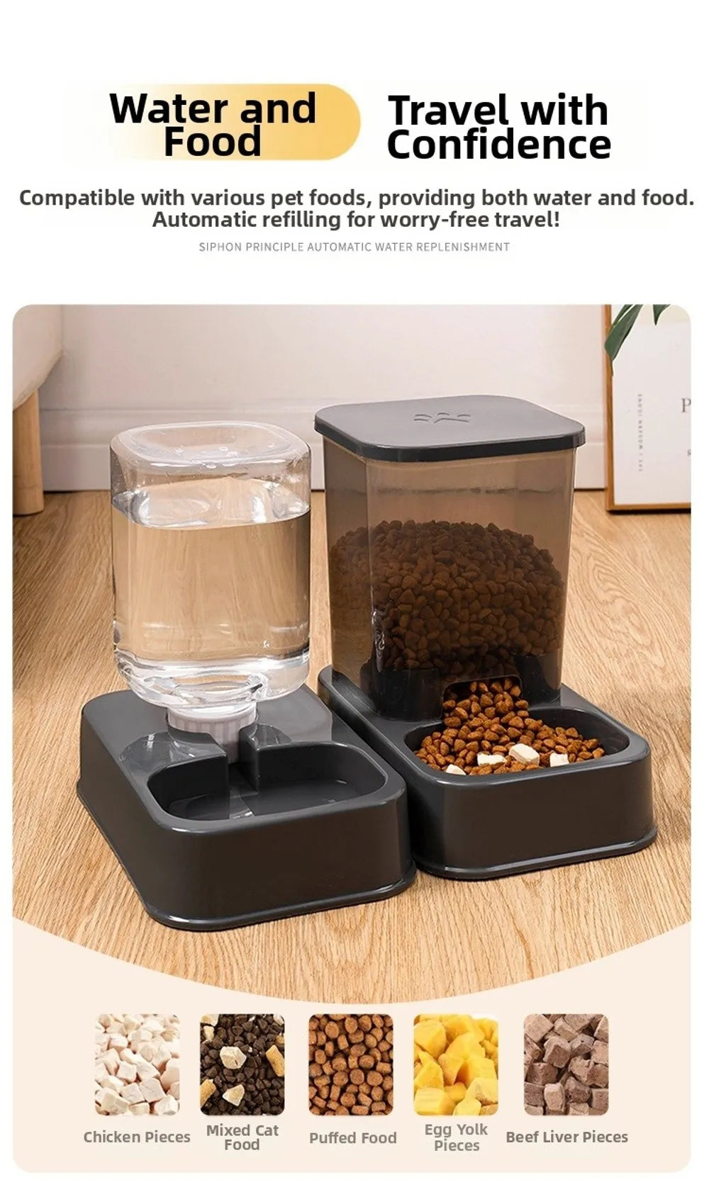 1.2L/1.5L Pet Automatic Feeder Plastic Large Capacity Cat Dog Water Dispenser Feeder Set 3 Colors 2 Styles luxecrown.co.uk
