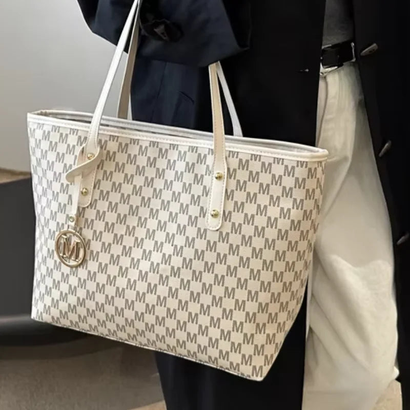 Letter Print Fashion Shoulder Bag Versatile Large Capacity Handbag Luxury Brand Bag Clutch Bag Retro Trend Commuter Tote Bag luxecrown.co.uk