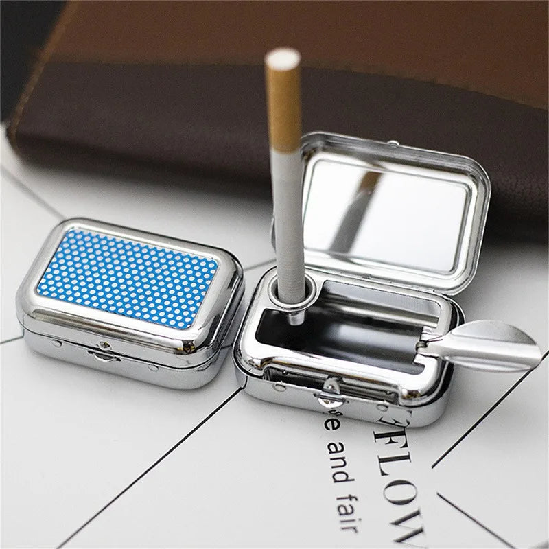 Outdoor Mini Portable Metal Cigarette Ashtray Fashion Ashtray Wiht Lockable Lid Desktop Ash Case Pocket Ashtray Gift For Man Streetsharks