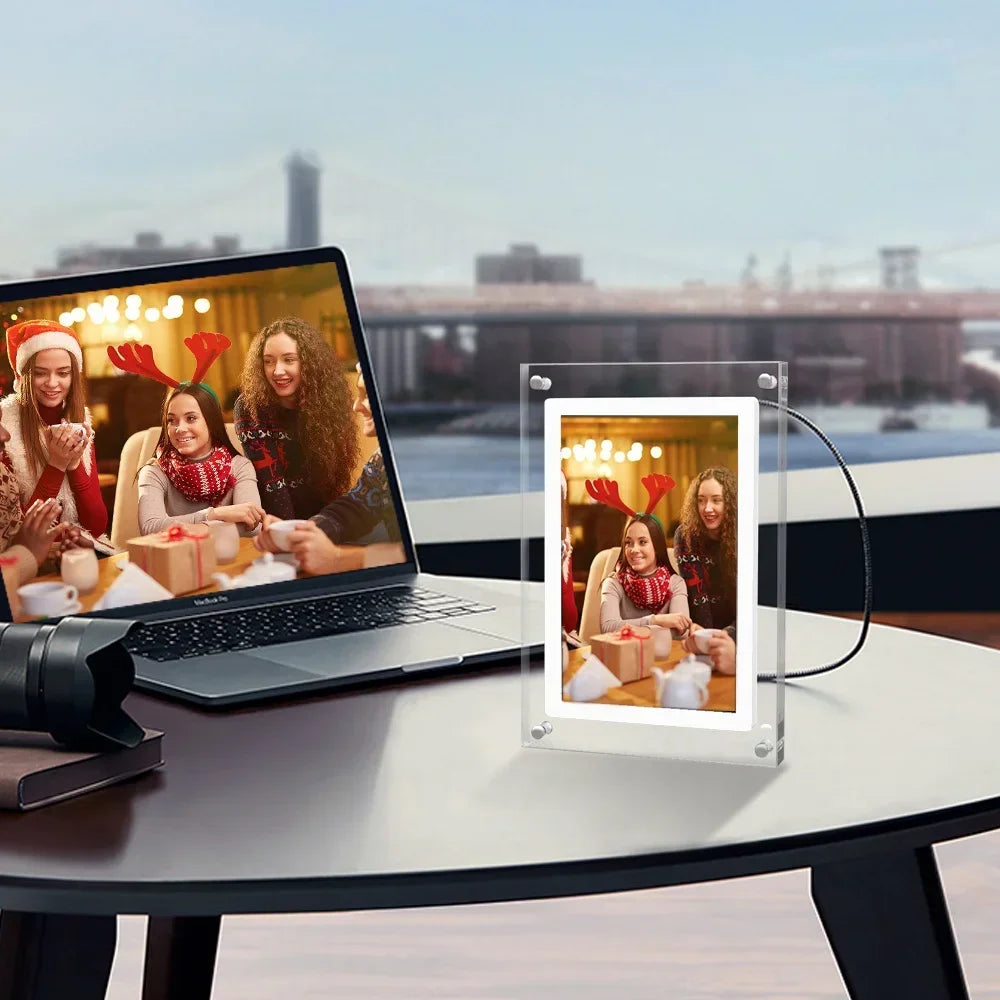 **CrystalView 5" Acrylic Digital Photo Frame – IPS Display | 1000mAh Battery | 2GB Memory** Streetsharks