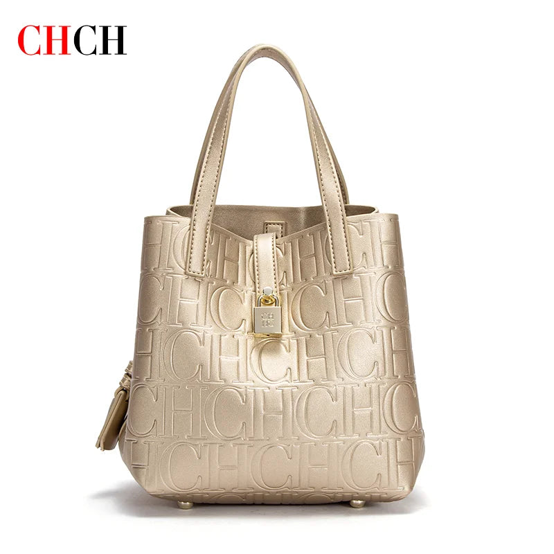 CHCH Women's Tote Bag New Steel Embossed Handheld Bun Mother Shopping Bag Streetsharks