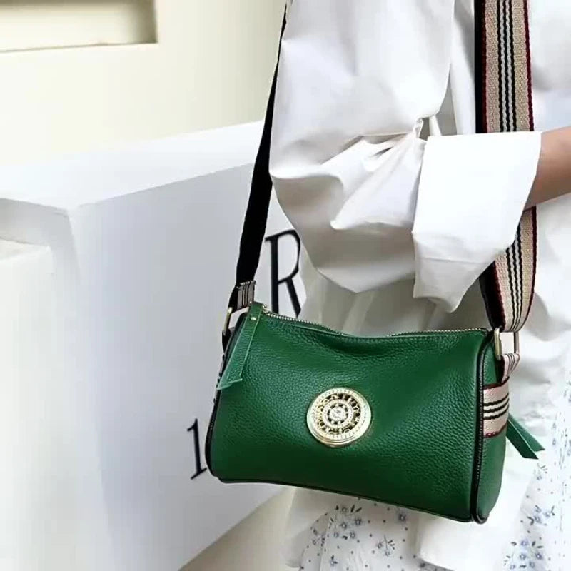 Genuine Leather Crossbody Bag, Stylish Black, Camel, Green Women's Trendy Handbag with Adjustable Strap, Waterproof Streetsharks