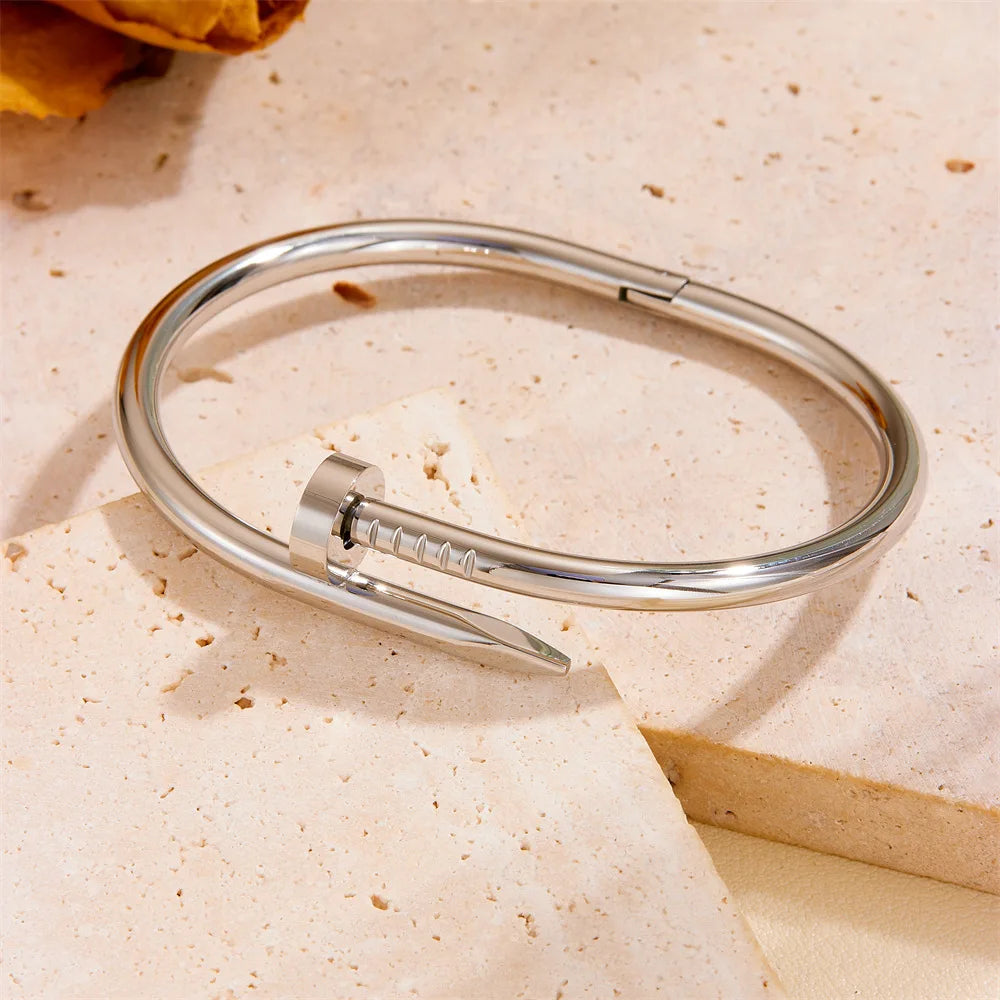 Luxury Stainless Steel Crystal Charm Bangle/Ring for Women Gold Color Non Tarnish Cuff Bracelet Jewelry Set Gift Party Streetsharks