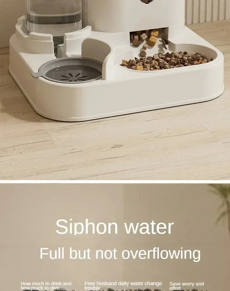 Automatic Feeder Dog Cat Food Bowl With Water Fountain Large Capacity Pet Food Storage Dispenser Container Puppy Pet Accessories luxecrown.co.uk