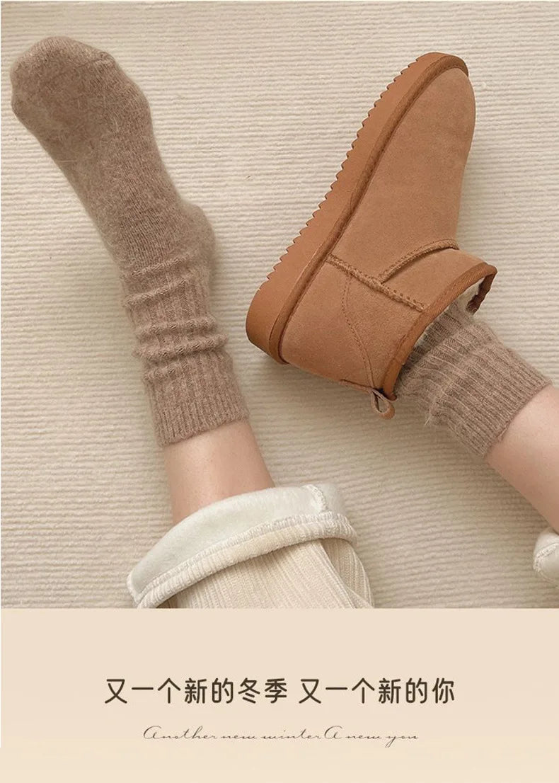New Winter Socks Women Cashmere Wool Thicken Warm Women Socks Sox Japanese Fashion Harajuku Solid Color Thermal Long Socks