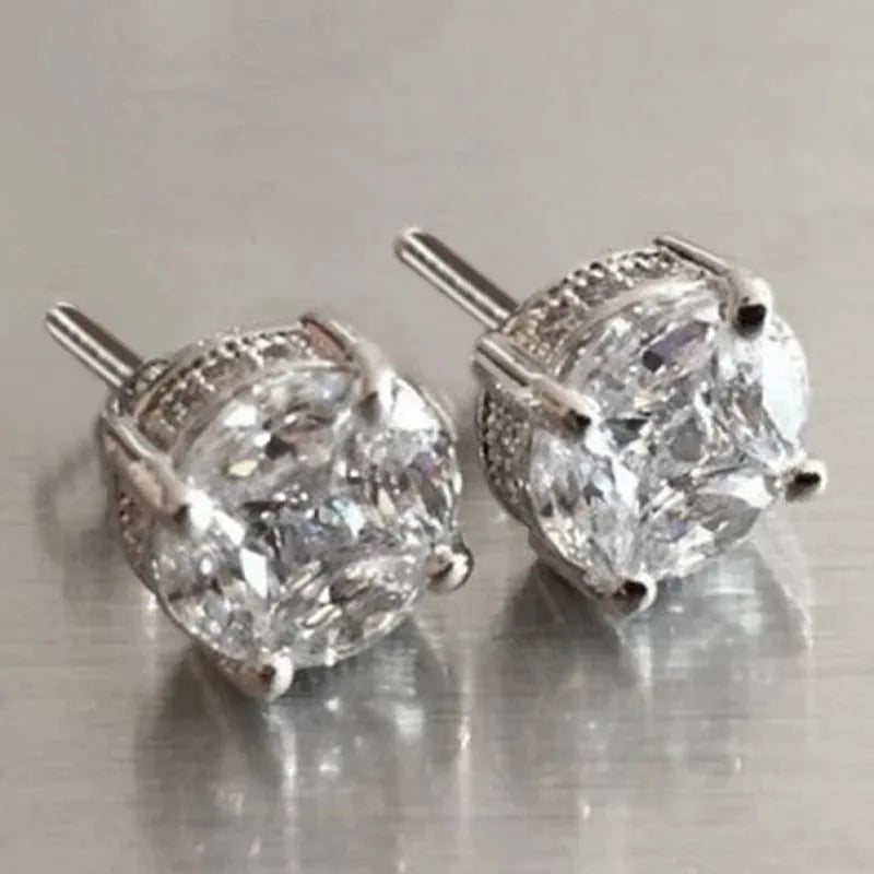 Huitan 925 Sterling Silver Shining White Cubic Zirconia Stud Earrings Luxury High Quality Jewelry Women Wedding Eternity Jewelry Streetsharks