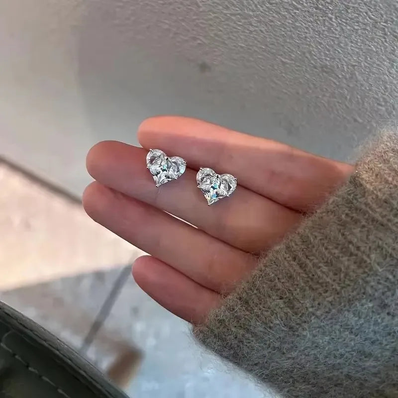 Huitan 925 Sterling Silver Shining White Cubic Zirconia Stud Earrings Luxury High Quality Jewelry Women Wedding Eternity Jewelry Streetsharks