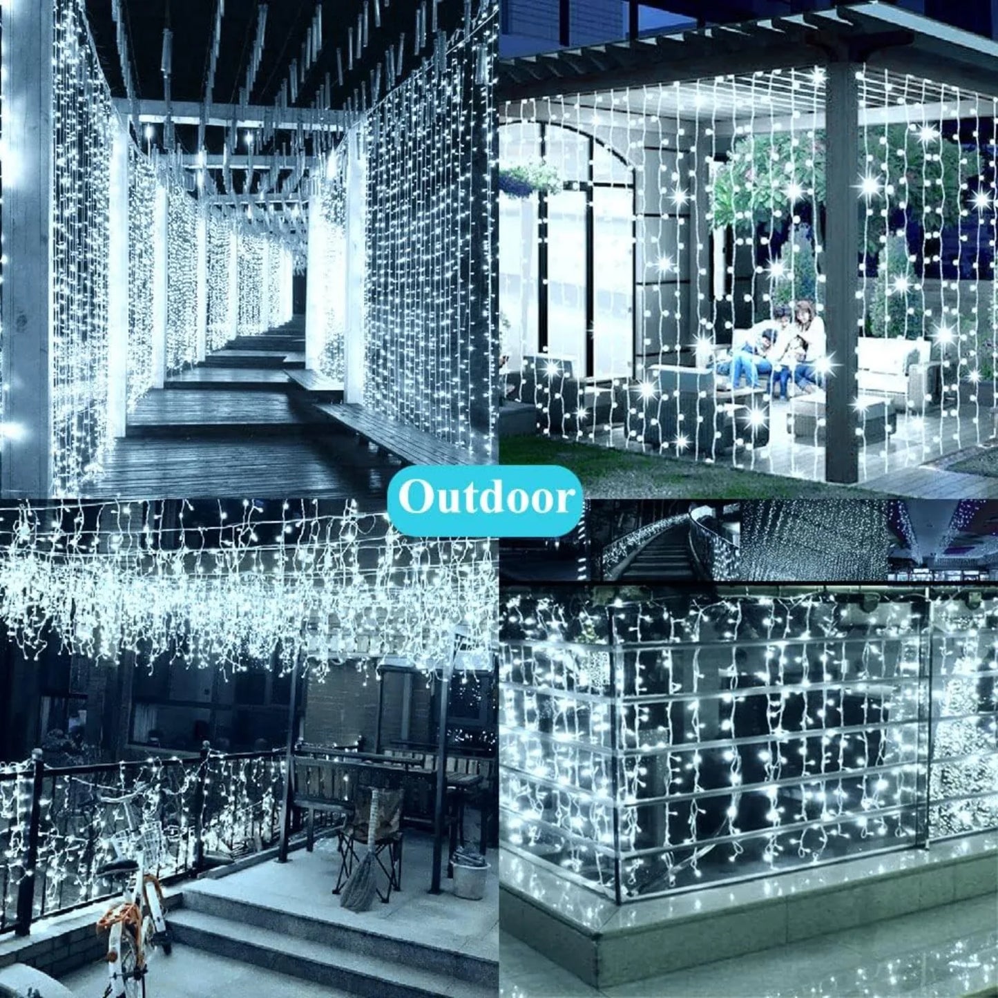 Solar Curtain Lights Outdoor Fairy Lights 300 LED Remote Control Waterproof Fairy String Light for Party Christmas Autumn Decor Streetsharks