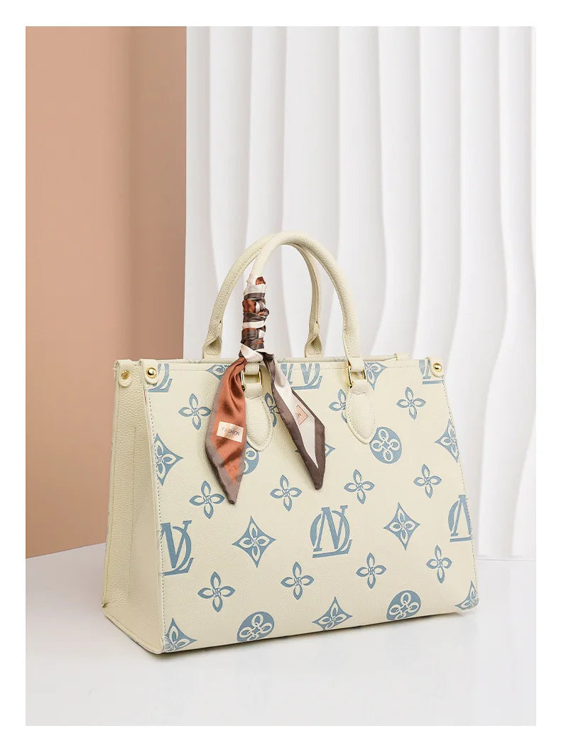 Fashionable Large Capacity Tote Bag 2025 New Style Simple Urban PU Ladies Handbag Commuter Daily Use Contrast Color Embossed luxecrown.co.uk