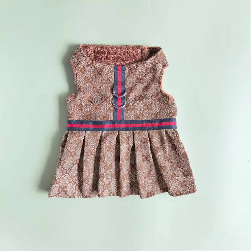 Pet Couple Clothing Designer Luxury Women Dog Dress Men Dog Chest Back Vest Puppy Clothes Beautiful Skirt Traction Rope Leash luxecrown.co.uk