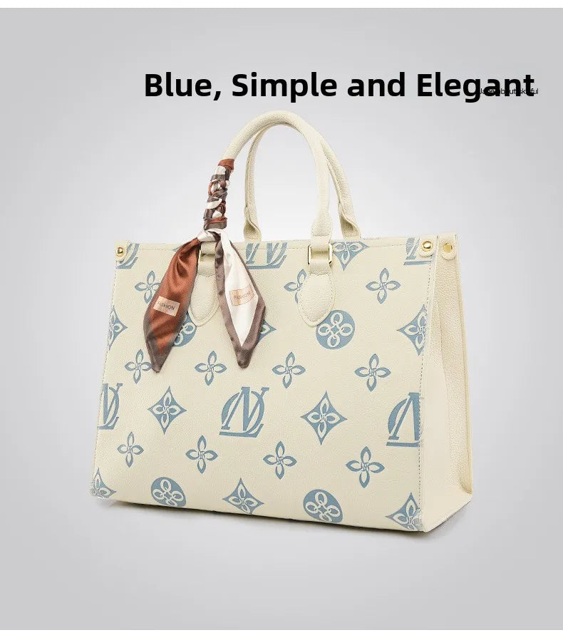 Fashionable Large Capacity Tote Bag 2025 New Style Simple Urban PU Ladies Handbag Commuter Daily Use Contrast Color Embossed luxecrown.co.uk