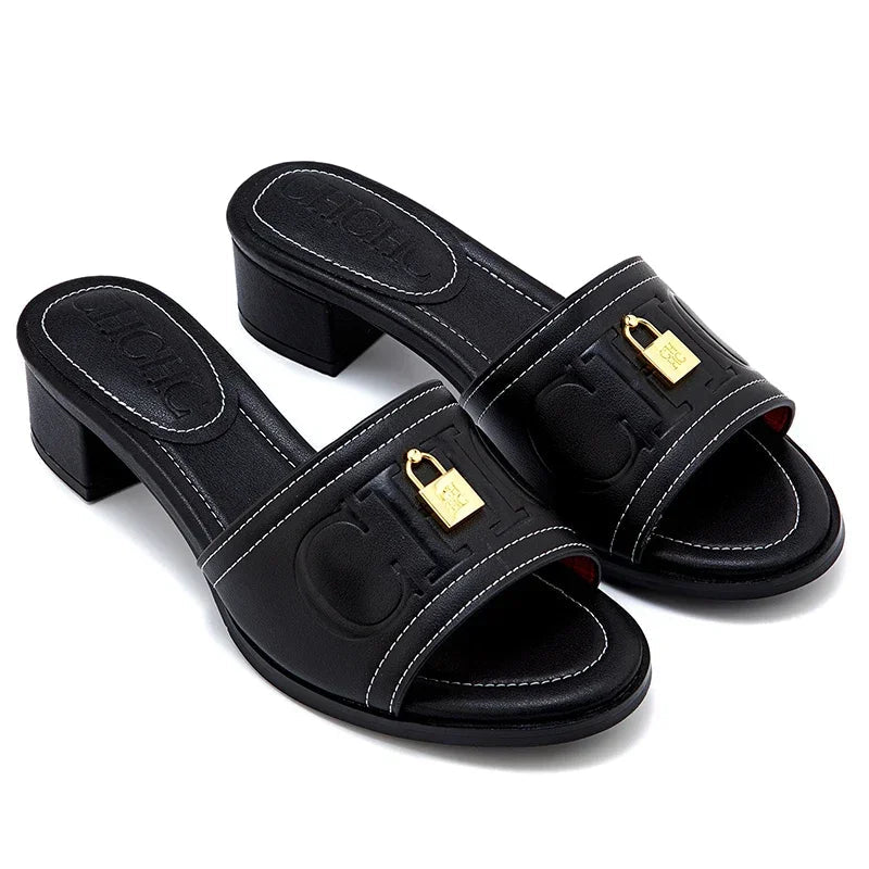 CH 2026 Elegant Women's Sandals Leather Dressy Party Evening Luxury Metal Buckle Non Slip Comfort Women Shoes Gift Box luxecrown.co.uk