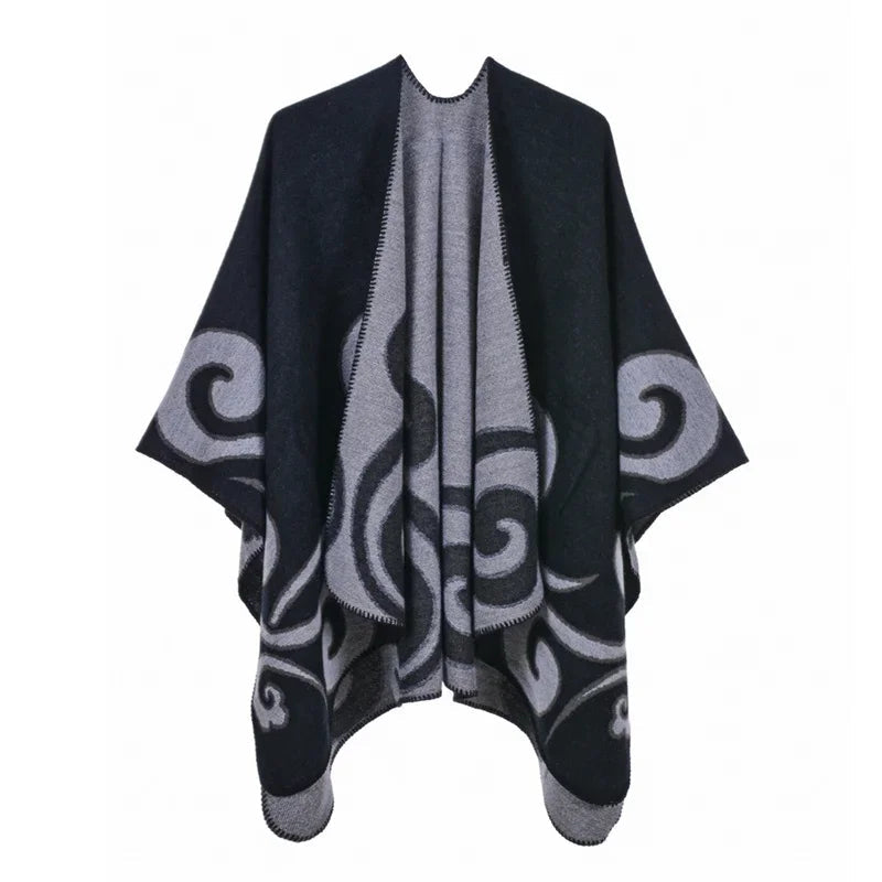 Winter Fashion Poncho Women Capes Scarf Imitation Cashmere Ladies Scarves Warm Shawls Wraps Woman Ponchos Bufanda Mujer Foulard luxecrown.co.uk
