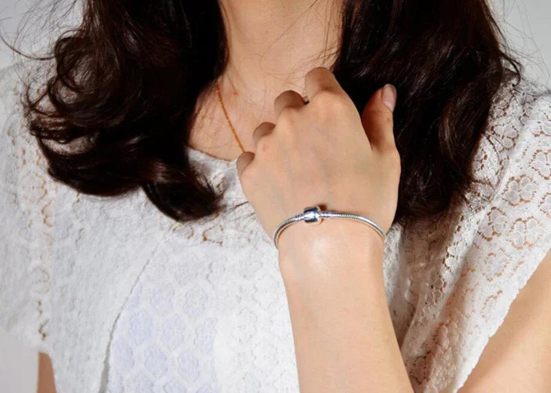 Luxury Handmade Original Fine Jewelry 925 Sterling Silver Charm Bracelet Soft Smooth Snake Bone Bracelets for Women Streetsharks