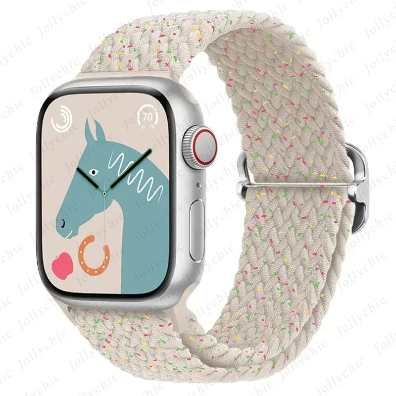 Braided Loop Strap For Apple Watch Band 42/46mm 45/41mm 38/40mm 44mm 49mm Nylon Solo Bracelet iWatch series 10 9 se 8 7 6 Ultra2 luxecrown.co.uk