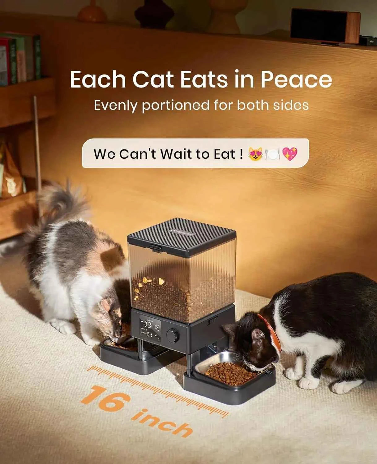 Automatic Cat Feeder for 2 Cats, 5L/20 Cups Capacity, Timed Dry Food Dispenser with Voice Recorder