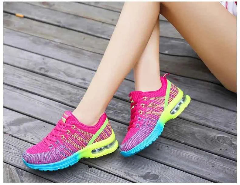 Spring 2023 Plus Size Women's Shoes Low Top Round Toe Mesh Breathable Casual Sports Shoes Weave Knit Lower Heel