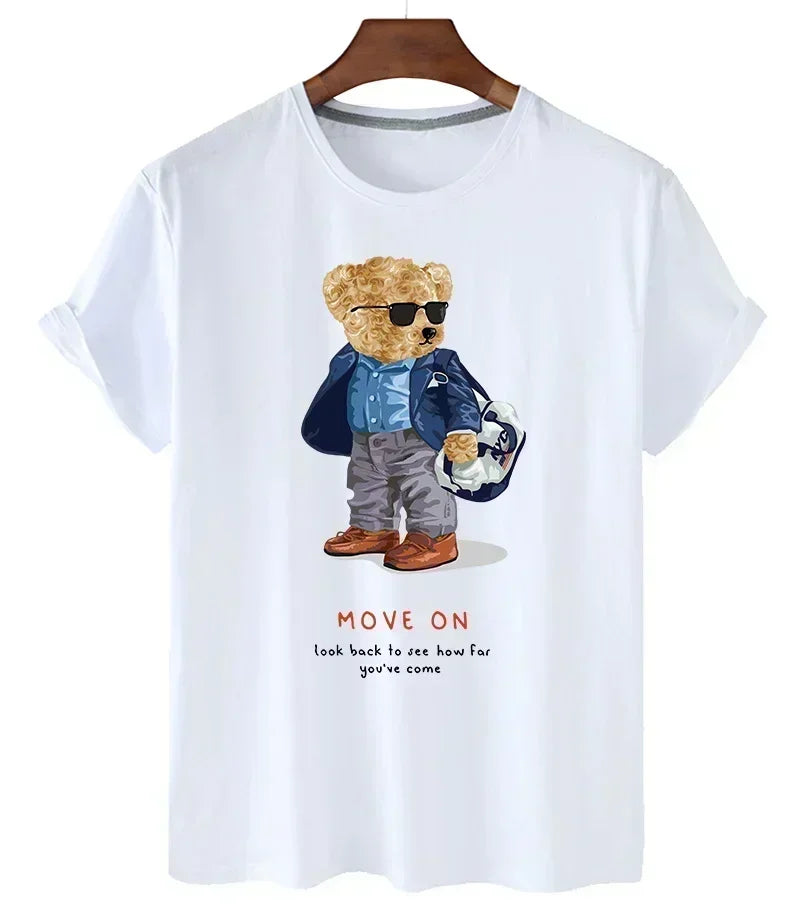 Funny Bear Print Tshirt Women Fashion Cartoon Harajuku Casual T-shirt Female Summer Short Sleeved Top Tees Unisex T Shirt luxecrown.co.uk