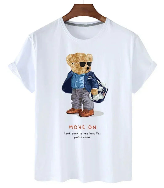 Funny Bear Print Tshirt Women Fashion Cartoon Harajuku Casual T-shirt Female Summer Short Sleeved Top Tees Unisex T Shirt luxecrown.co.uk