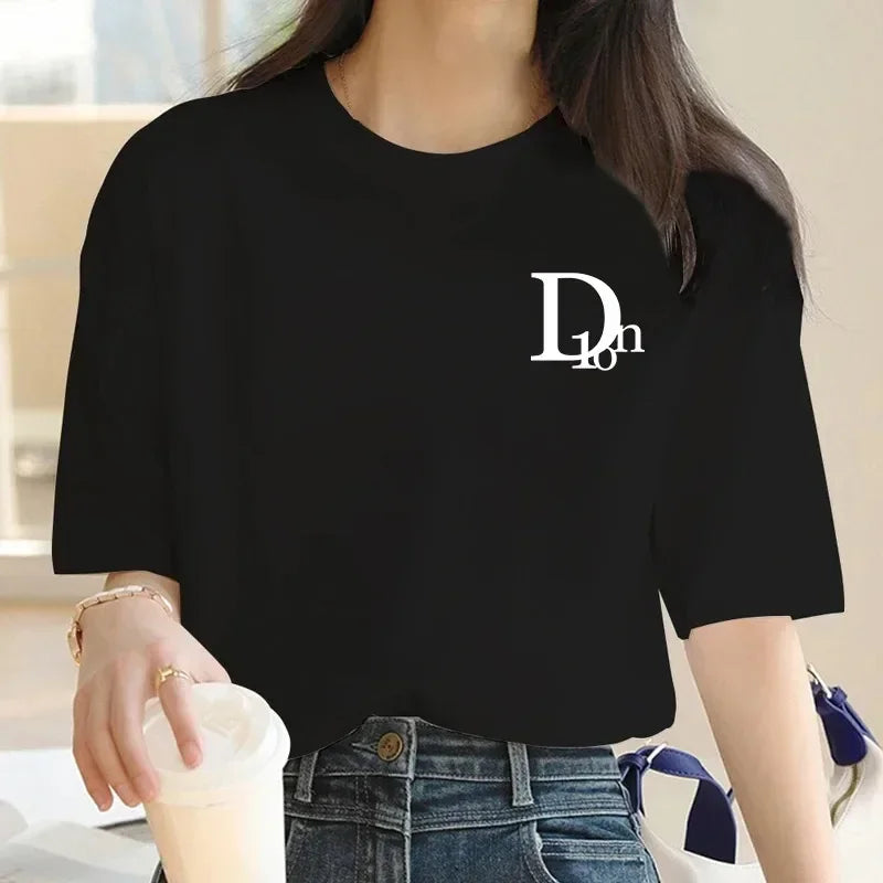 New Letter Summer  T Shirt Oversized Short Sleeved Top Tee Luxury Brand Printed T-shirts for Women's Fashion Clothing Streetsharks