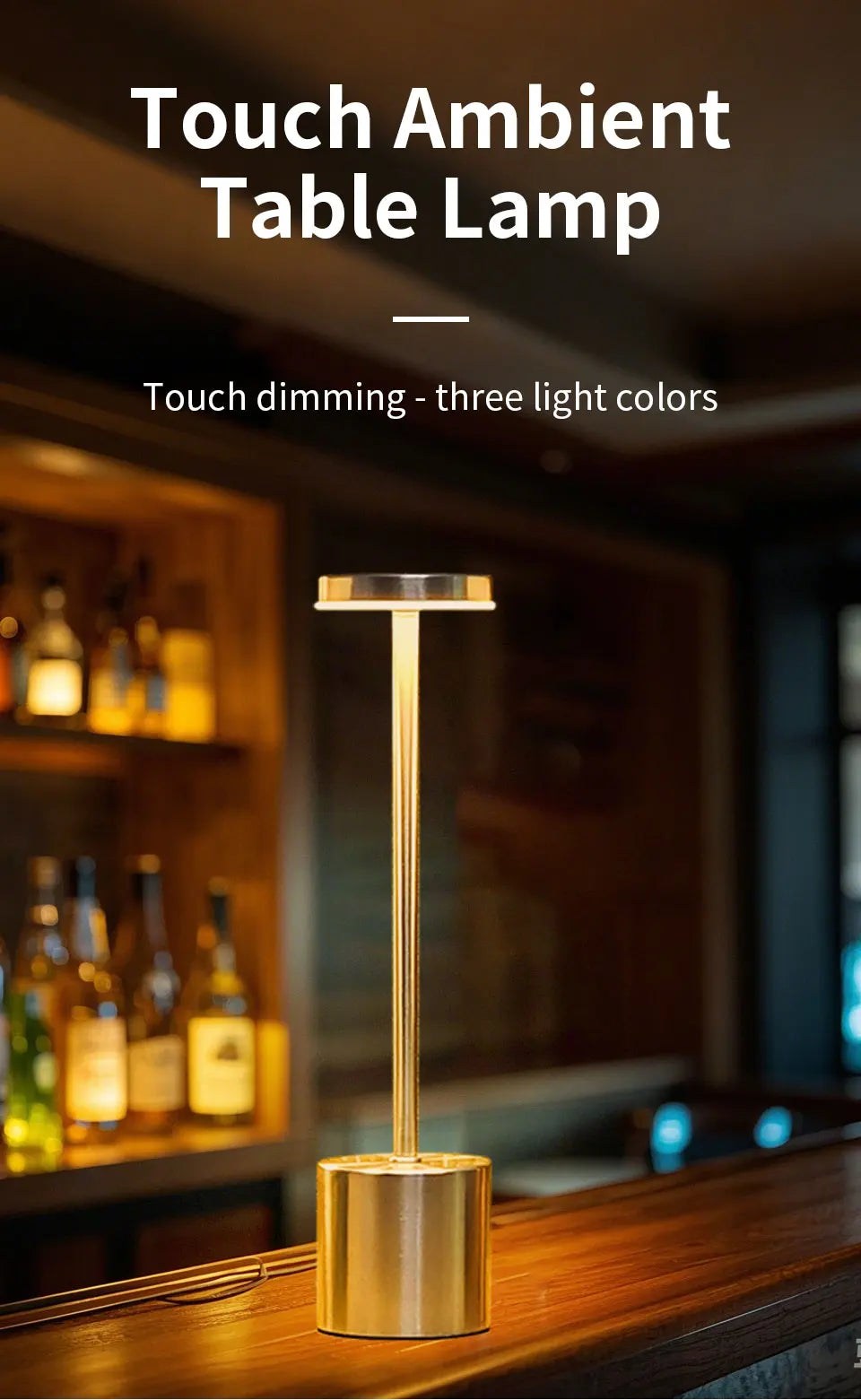 Classic Table Lamp USB Rechargeable Night Light Stepless Dimming Touch Desk Lamp 3 Colors Bedside Lamp Bar Hotel Decoration luxecrown.co.uk